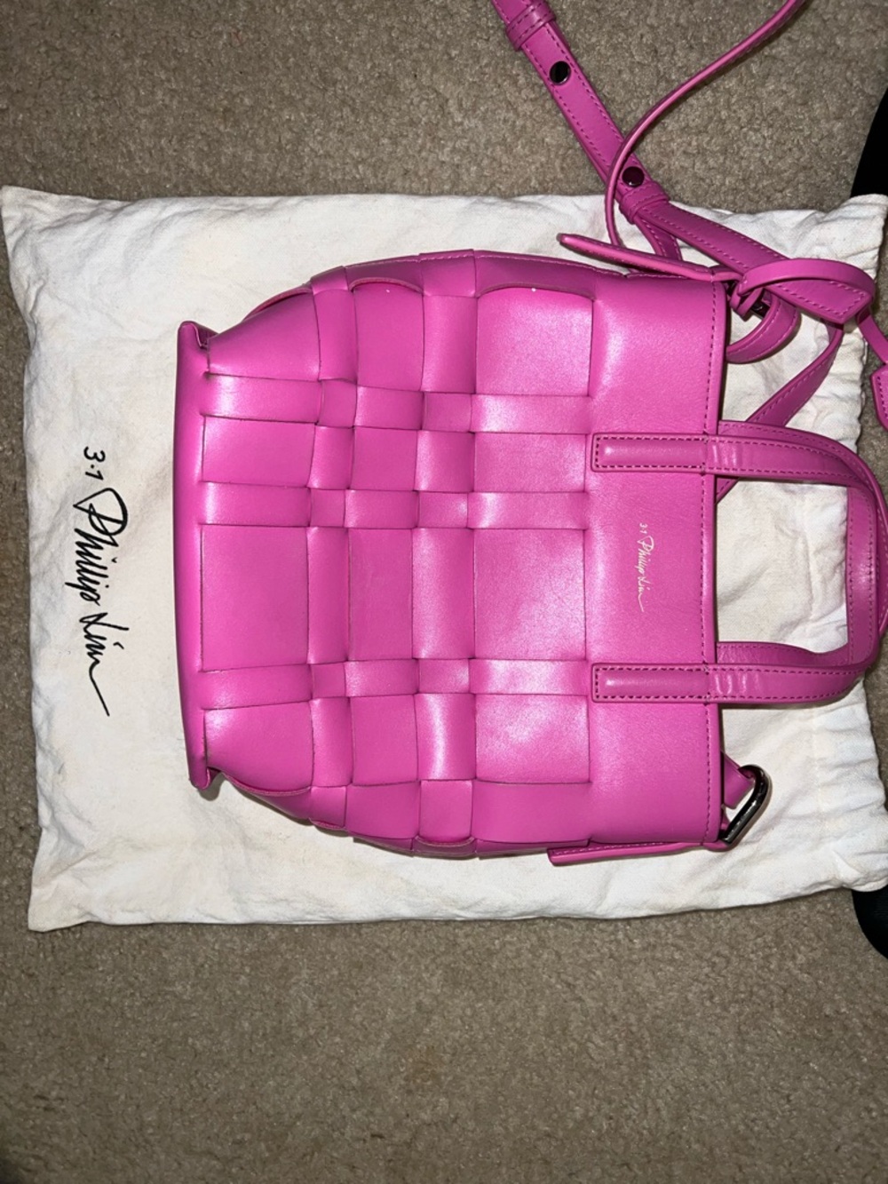 3.1 Phillip Lim Hot Pink Woven Leather Crossbody Tote